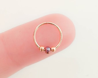 Mother Day - Septum, Septum Piercing, Beaded Septum Ring, Gold Septum