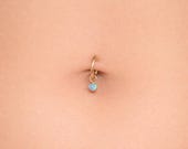 Belly ring opal, Navel ring , Belly piercing , Tiny belly ring , Belly ring hoop , Belly hoop, Gold Belly Button Ring with Opal