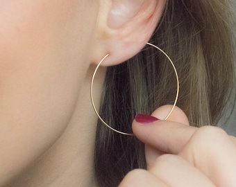 Mother Day - Gold hoop earrings, gold hoops, large hoop earrings, rose gold hoops, silver hoop earrings medium,skinny hoop earrings