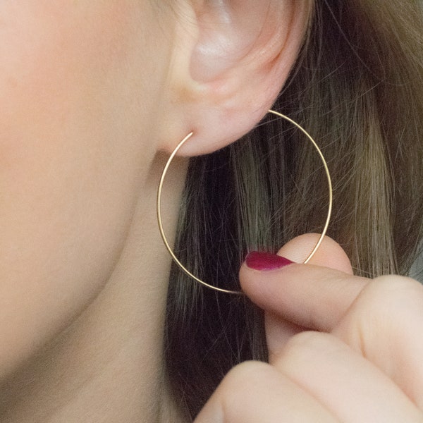 Mother Day - Gold hoop earrings, gold hoops, large hoop earrings, rose gold hoops, silver hoop earrings medium,skinny hoop earrings