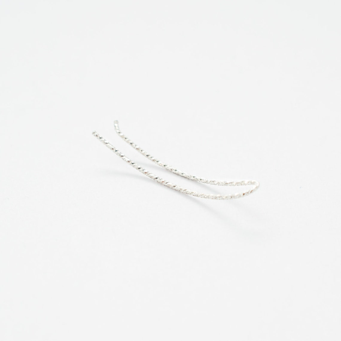 Silver Minimalist Earrings- Simple Earrings- Silver Ear Climber Diamond ...