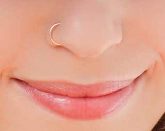 Mother Day - Simple Septum Ring, Gold Septum, Nose Ring, seamless nose ring, seamless septum, helix