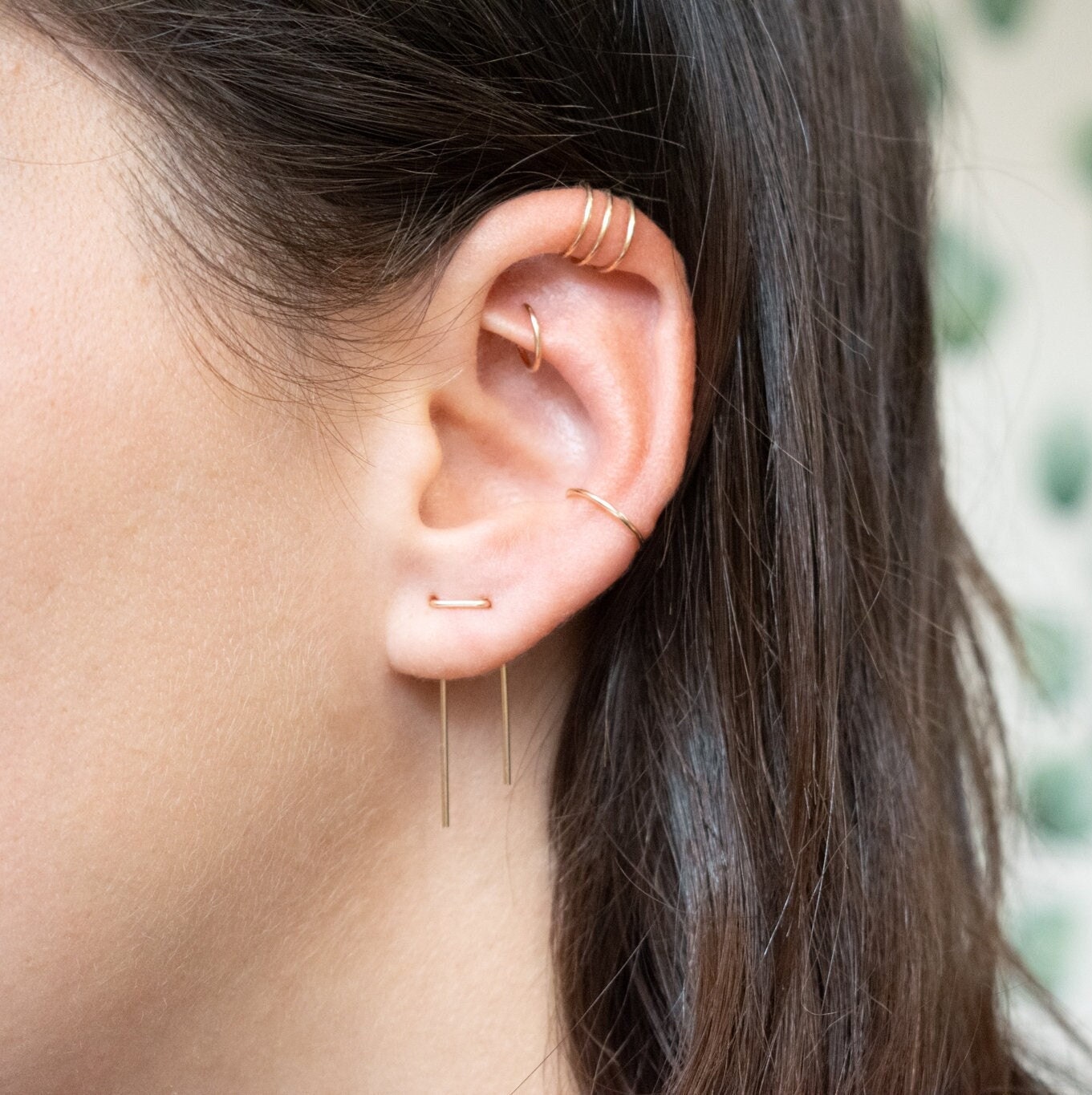 Double Piercing Earring, Threader Earrings, Staple Earrings