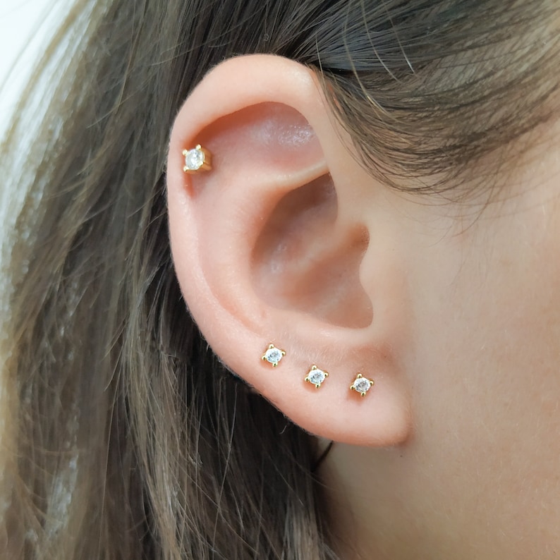 CZ Diamond Helix Jewelry CZ Stud Helix Earring | Etsy