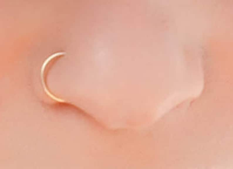 Mother Day Gold Nose Hoop, nose ring, Gold Nose Ring, thin nose ring, septum ring, helix ring, simple image 1