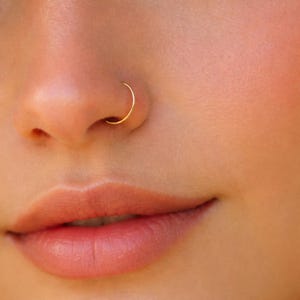 22 g dunne neusring, naadloze piercing in sterlingzilver en 14k gold filled handgemaakte sieraden