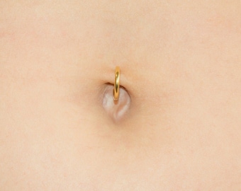 Muttertag – 14 g glatter Bauchring, 14 g Bauchring, Roségold-Bauchring, 14 g silberner Bauch-Creolen-Piercing, 14 g Naval-Creolen-Ring