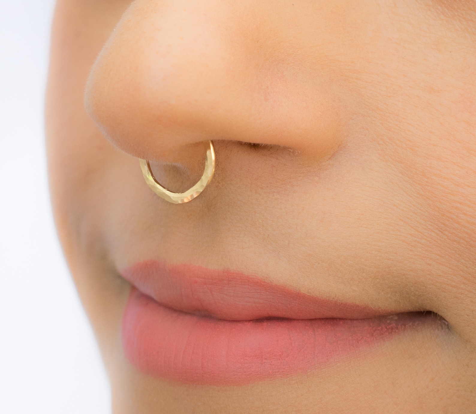 Sale Big Septum Ring Gauge Thick Hammered Septum Gold Etsy