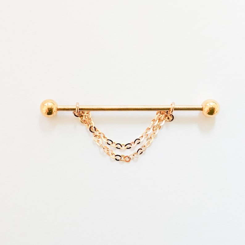 Industrial Piercing Chainindustrial Bar Earringindustrial Etsy