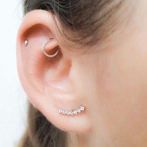 Zilveren torenpiercing - zilveren torenpiercing - torenoorbel goud - torensieraden - torenring - torenpiercingsieraden - 18 g torenring