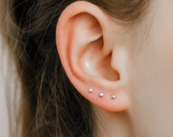 Rose Gold Earrings, small earrings, earring set, stud earrings rose gold, tiny stud earring set, 2 mm Studs, 3mm stud earrings