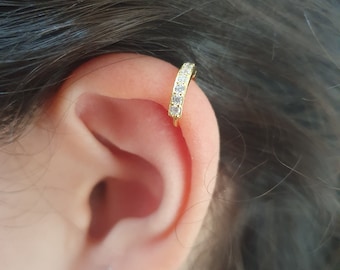 Helix Piercing 18g, Pendiente de hélice rosa de oro plateado, Pendiente de cartílago de 18 g de diamantes CZ diminutos, Pendiente de aro de hélice, Pendiente de pavé perforante de hélice