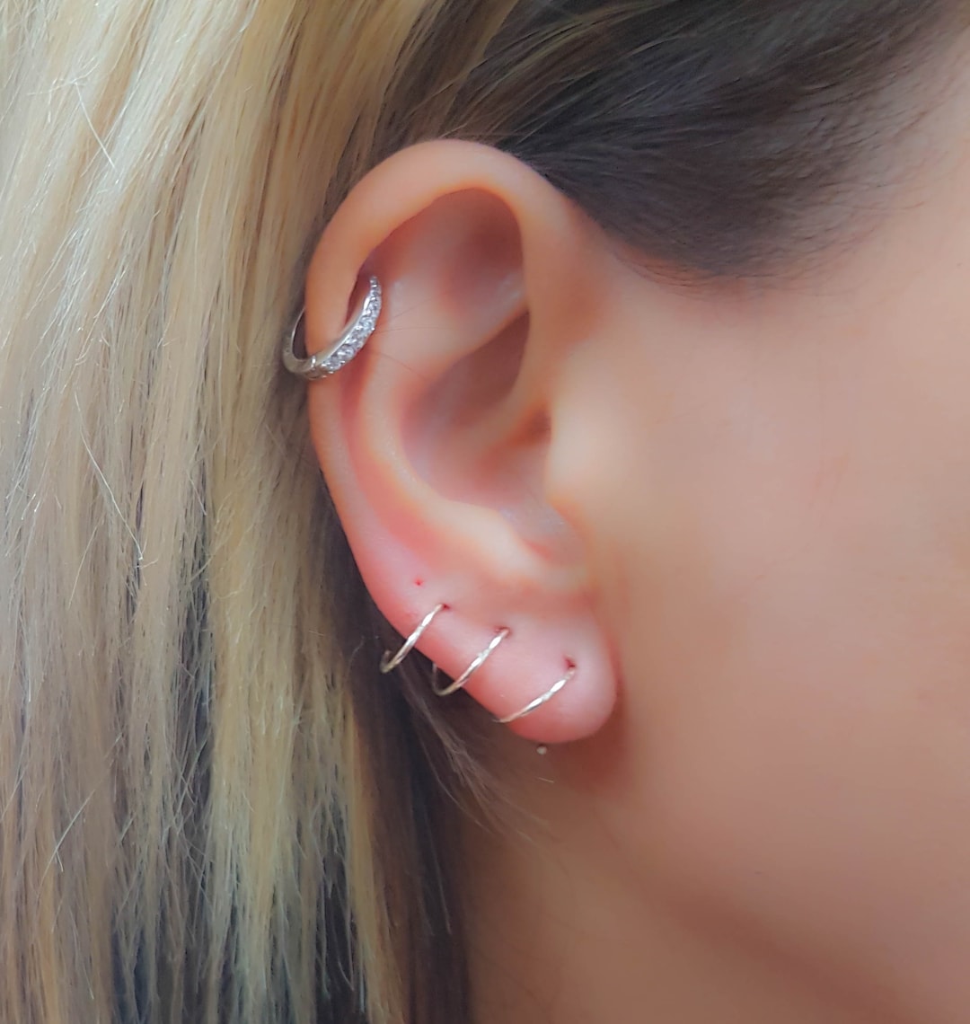 Triple Piercing Earring, Three Hole Earring, Triple Hoop