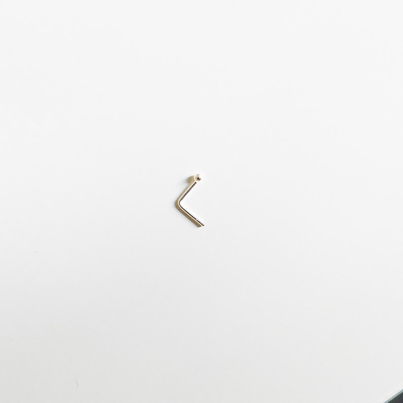 Mother Day Small Nose Stud, 1mm Nose Stud, Silver Nose Stud, Ball Nose Piercing, Dainty Nose Stud, L Shape Nose Stud image 2