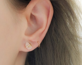 Rose Quartz Stud earrings, Petite Raw Rose Crystal, Wire Wrapped Earrings, Delicate Rose Quartz Jewelry