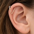 Triangle Helix Earring - Cartilage Piercing - 18 Gauge Helix Ring Sterling Silver or 14k Gold Filled, Rose Gold Geometric Jewelry