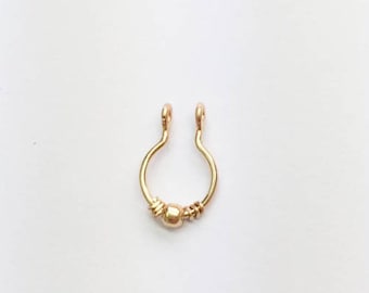 faux septum ring, Fake Septum Ring, no piercing, wrapped beaded septum ring