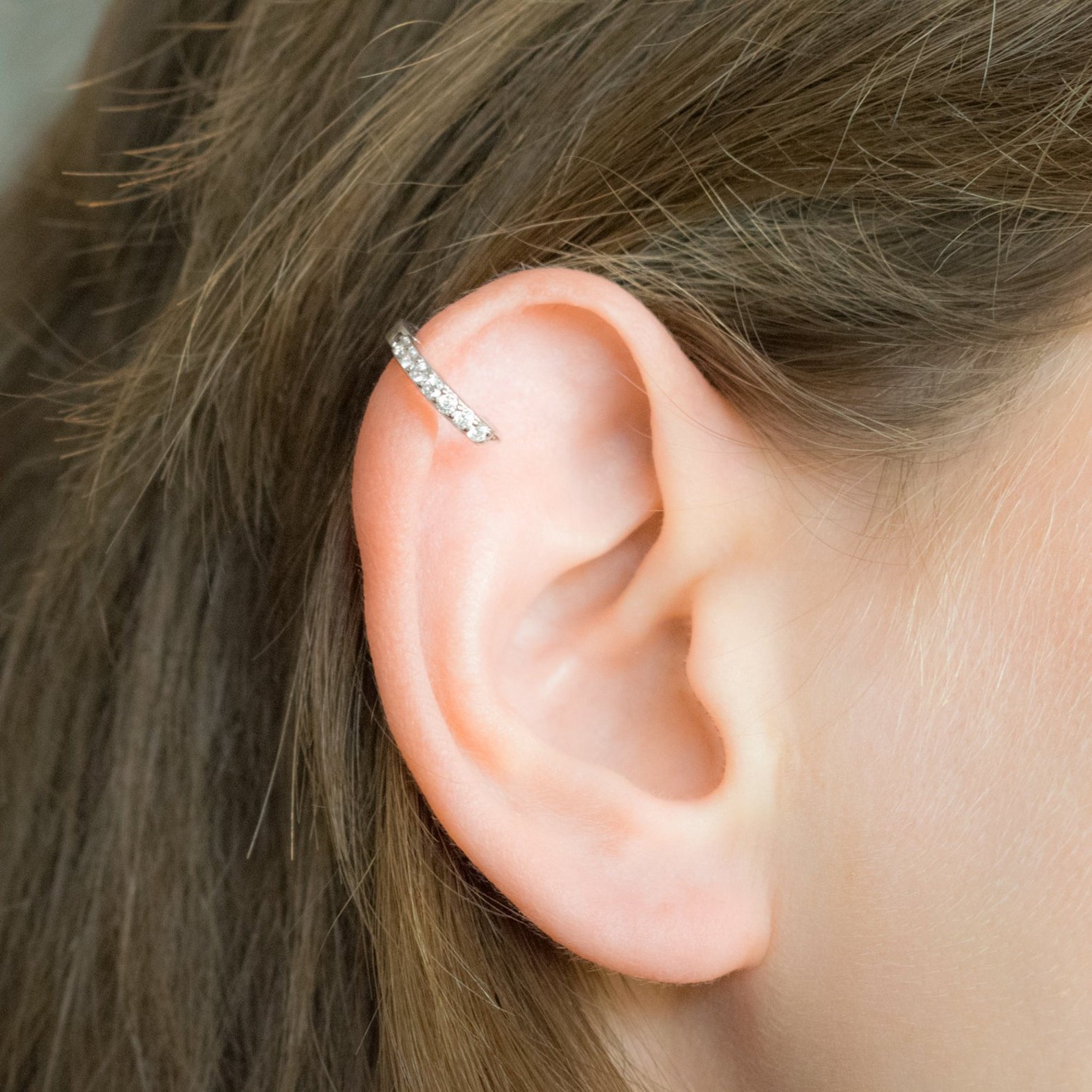 Rose Gold Helix Piercing Helix Earring CZ Diamonds Cartilage Etsy