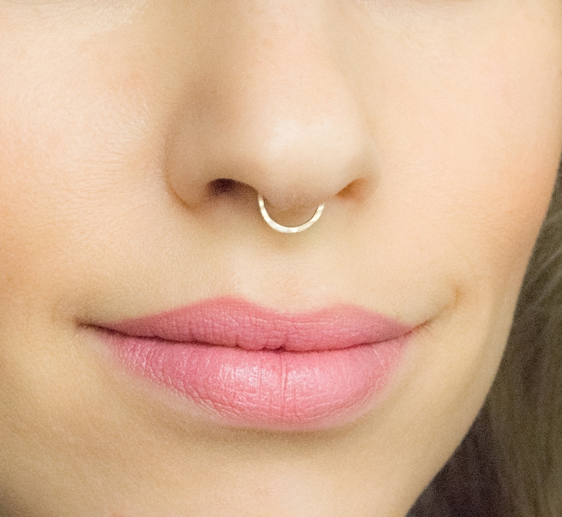 Mother Day septum ring , gold septum ring ,septum piercing ,simple septum ring, rose gold silver septum, nose ring, thin septum image 3