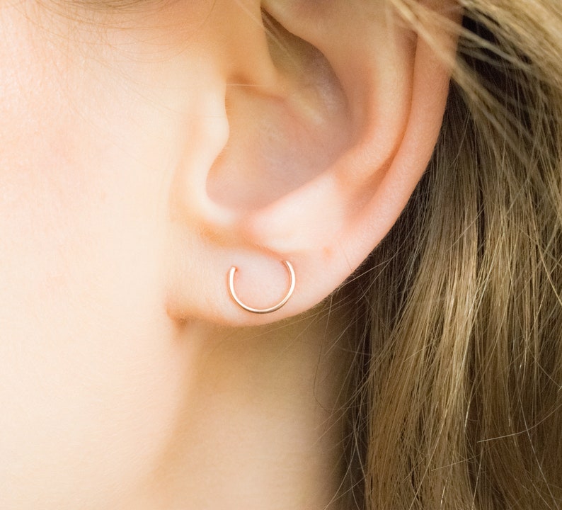 Double Piercing Circle Earring-two Hole Earring Sterling - Etsy