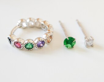 Örhängen Set med 3 - Örhängen Set Guld - Örhängen Set Små Små Guldörhängen - Örhängen och Hoop Set Flera Piercingar - Matchande Set