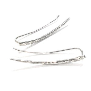 Mother Day Long Ear Climber, Ear Crawler, Bar Earrings, silver earrings , sterling silver ear climber Ear Sweep image 7