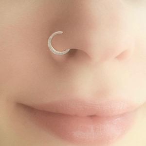Gold Nose Ring, Nose Ring Hoop, Gold Nose Hoop - Hammered Nose Ring