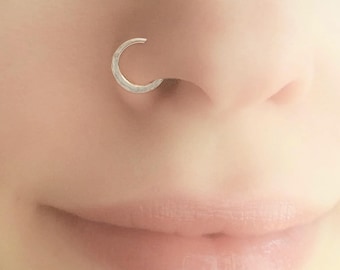 Gold Nose Ring, Nose Ring Hoop, Gold Nose Hoop - Hammered Nose Ring