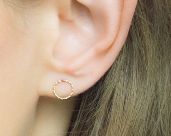 Stud Earrings Gold, Circle Studs, dainty gold earrings, open circle stud earrings