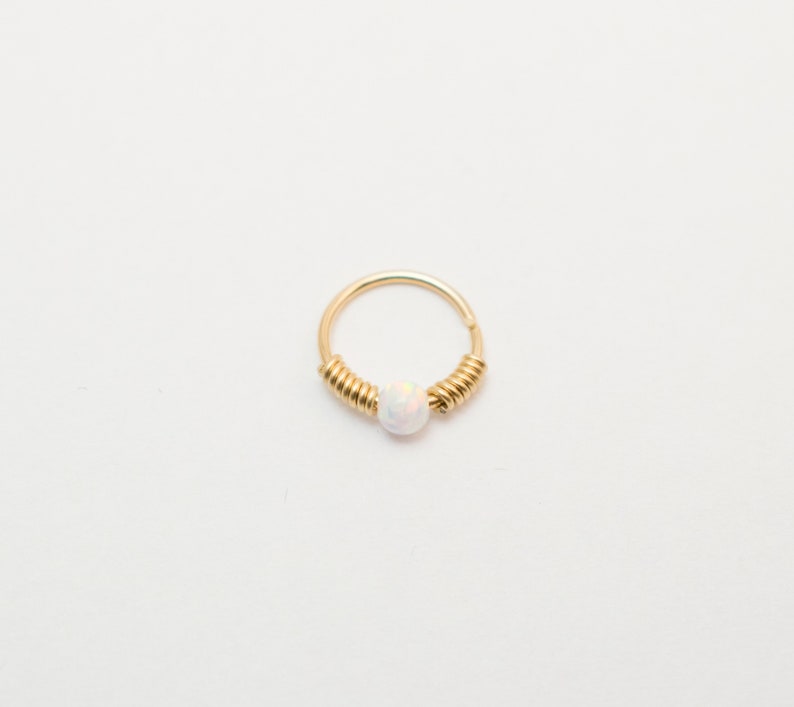 Septum Jewelry Septum ring wrapped beaded Septum piercing opal CHRISTMAS SALE Septum opal hoop Opal Septum Ring Piercing