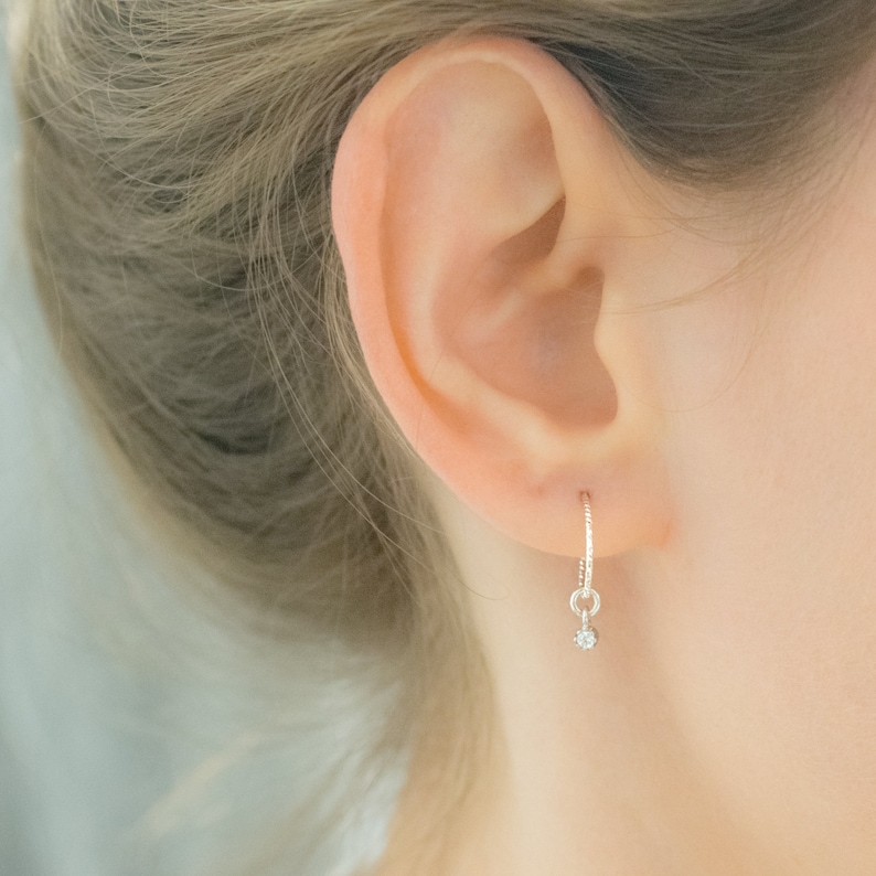 Hoop Earrings Silver Hoop Earrings with Charm Silver Hoop Dangle Earrings Small Hoop Earrings Hoops Hoop Earrings with Beads