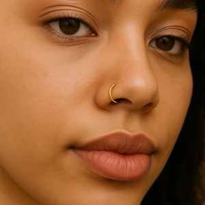 Simple Septum Ring, Gold Septum, Nose Ring, Seamless Piercing Hypoallergenic 18g