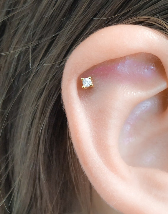 Buy Cartilage Earring Helix Earring Diamond Helix Piercing Online in India   Etsy