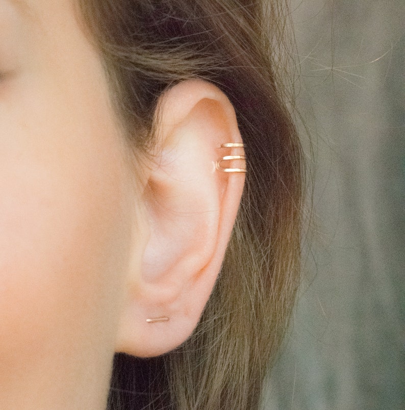 Gold ohrstecker Doppel ohrring piercing Doppelpiercing Ohr Etsy.de