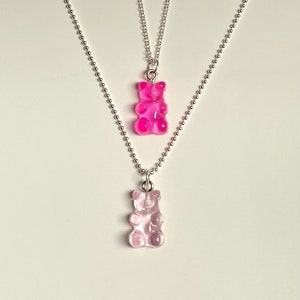 925 silver: fine ball or link chain with original-sized gummy bears, pink
