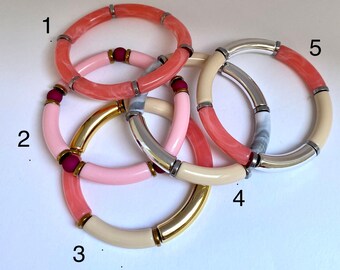 Bracelet made of tube beads, acrylic beads, tubes, tube beads, bamboo bangles, boho