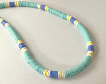 Necklace with Katsuki beads, Heishi, surfer