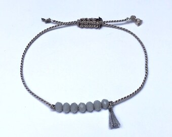 minimalist silk bracelet with tassel