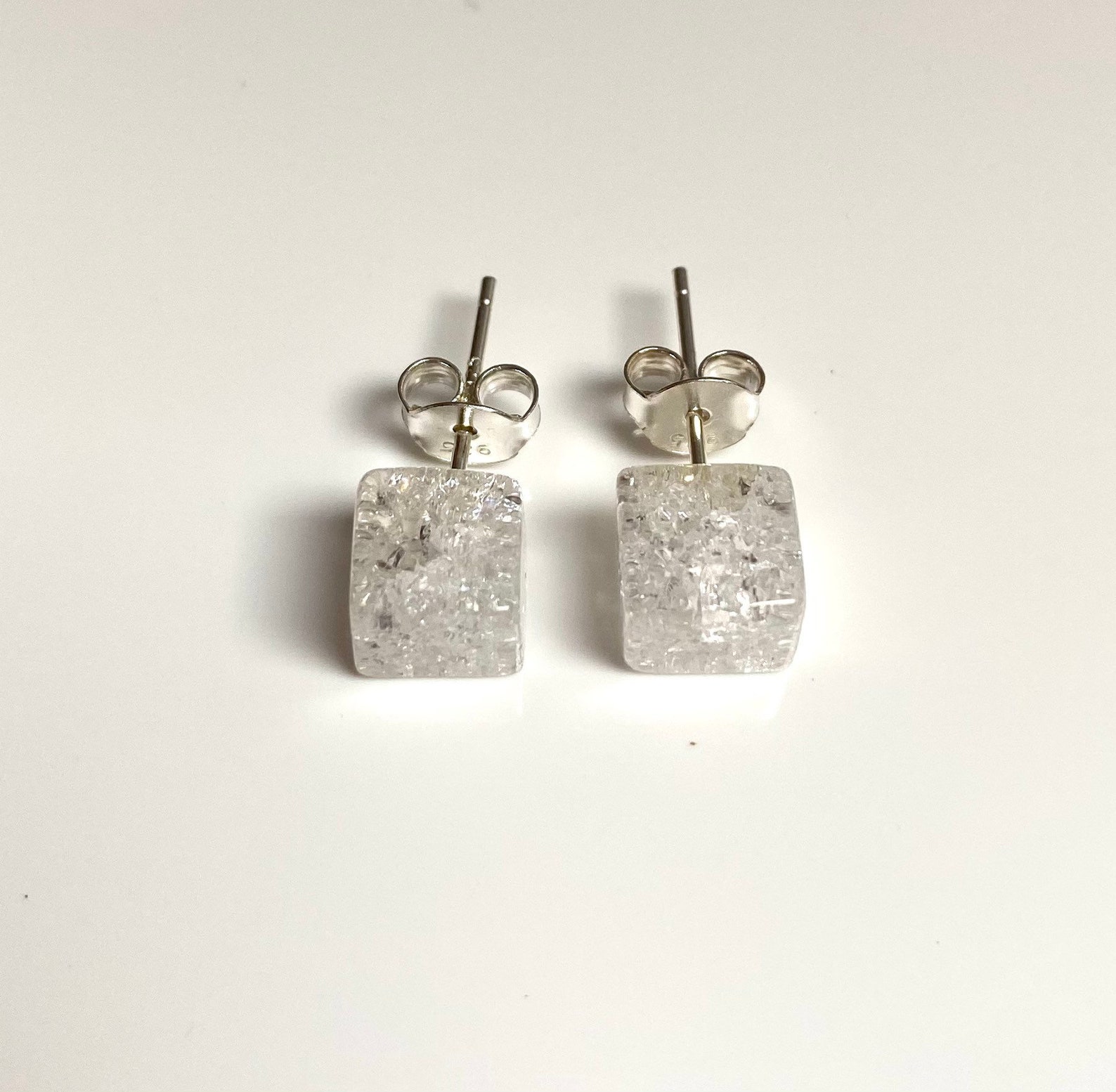 925 Silver rock crystal stud earrings Etsy