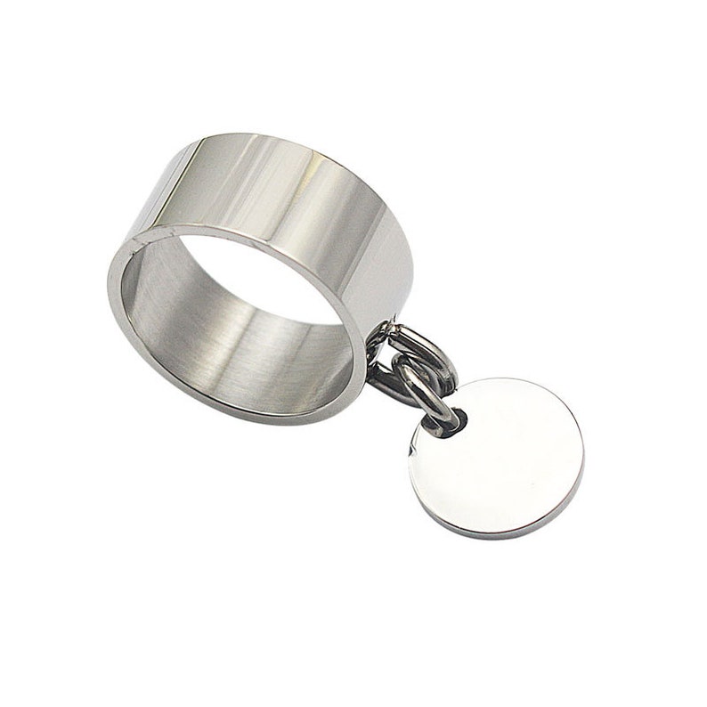 Bague pampille acier 316L 10mm breloque médaille tailles aux | Etsy