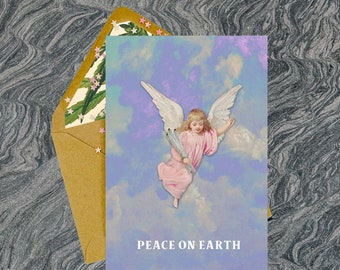 Peace on Earth Greeting Card - Holiday Card, Pot Plant, Weed, Cannabis Leaves, Adult Cards