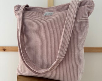 GRETE koord shopper lila // dames shopper draagtas handtas schoudertas vegan koordstof paars pastel eenvoudig minimalistisch