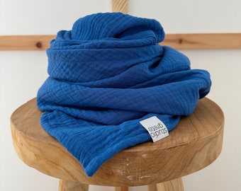 HANNI mousseline cobalt/écharpe femme, foulard, écharpe triangulaire, tissu d'allaitement, bleu mousseline, bleu flash