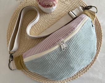 PIPPA Hipbag Colormix Cord mint/flieder/senf // Bauchtasche Crossbody Tasche Gürteltasche Handtasche Damen Skandi Boho lila minze gelb