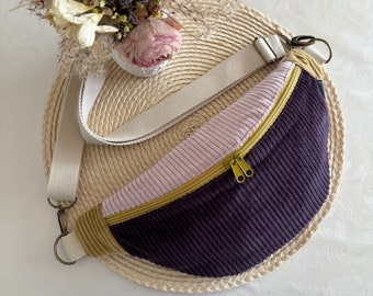 PIPPA Hipbag Colormix Cord violet foncé/lilas/moutarde // Fanny pack Sac bandoulière Sac ceinture Sac à main Femme Skandi Boho violet jaune