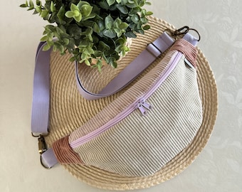 PIPPA Hipbag Colormix Corduroy beige claro/blush/rosé/lila //Riñonera Bolso bandolera Bolso cinturón Bolso Mujer Skandi Boho rosa beige