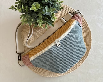 PIPPA Hipbag Colormix Corduroy jade/curry/rosé // Heuptasje Crossbody tas Heuptas Handtas Dames Scandi Boho roze blauw geel