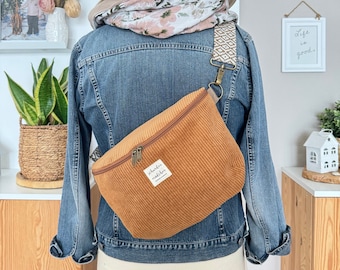 LENE Hipbag Cord Rost // Bauchtasche Crossbody Tasche Gürteltasche Handtasche Damen Skandi Boho braun gold minimalistisch schlicht