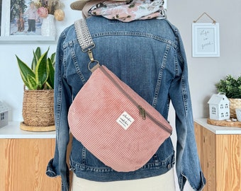 LENE Hipbag Cord Rosé // Heuptasje Crossbody Tas Heuptas Handtas Dames Scandi Boho Roze Roos Minimalistisch Eenvoudig