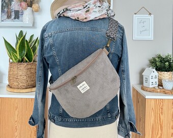 LENE bolso de cadera cordón taupe // bolso de vientre bolso bandolera bolso de cinturón bolso de mujer Scandi boho gris-marrón marrón minimalista simple